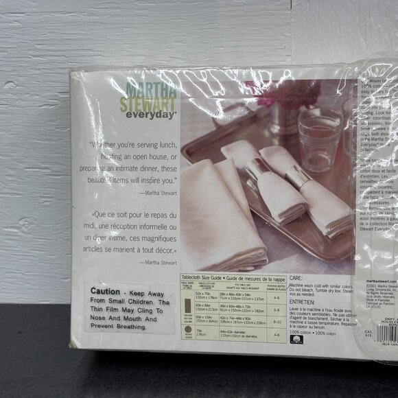 Martha Stewart Everyday VTG Cotton Tablecloth Solid Check Bone NOS Unopened - Picture 8 of 8